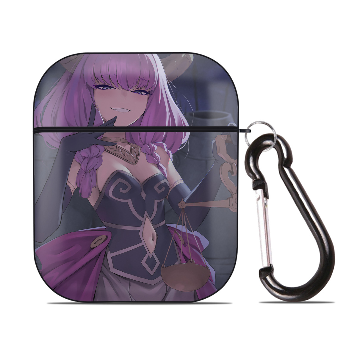 （画像用） 葬送のフリーレン Frieren AirPods 第2世代保護ケース ハードシェル ブラック 耐衝撃・防指紋・カラビナ付き