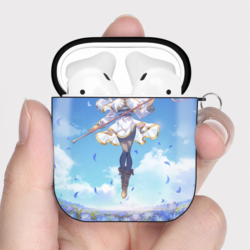 （画像用） 葬送のフリーレン Frieren AirPods 第2世代保護ケース ハードシェル ブラック 耐衝撃・防指紋・カラビナ付き
