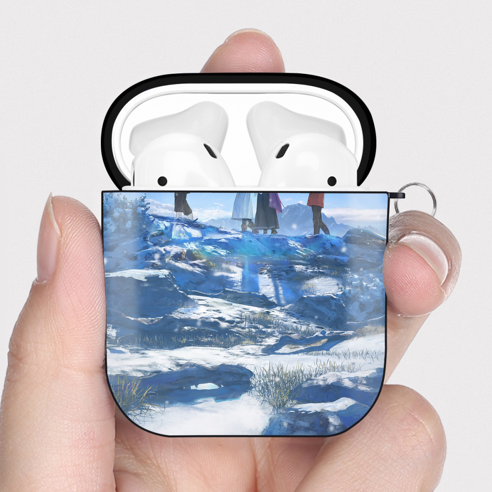 （画像用） 葬送のフリーレン Frieren AirPods 第2世代保護ケース ハードシェル ブラック 耐衝撃・防指紋・カラビナ付き