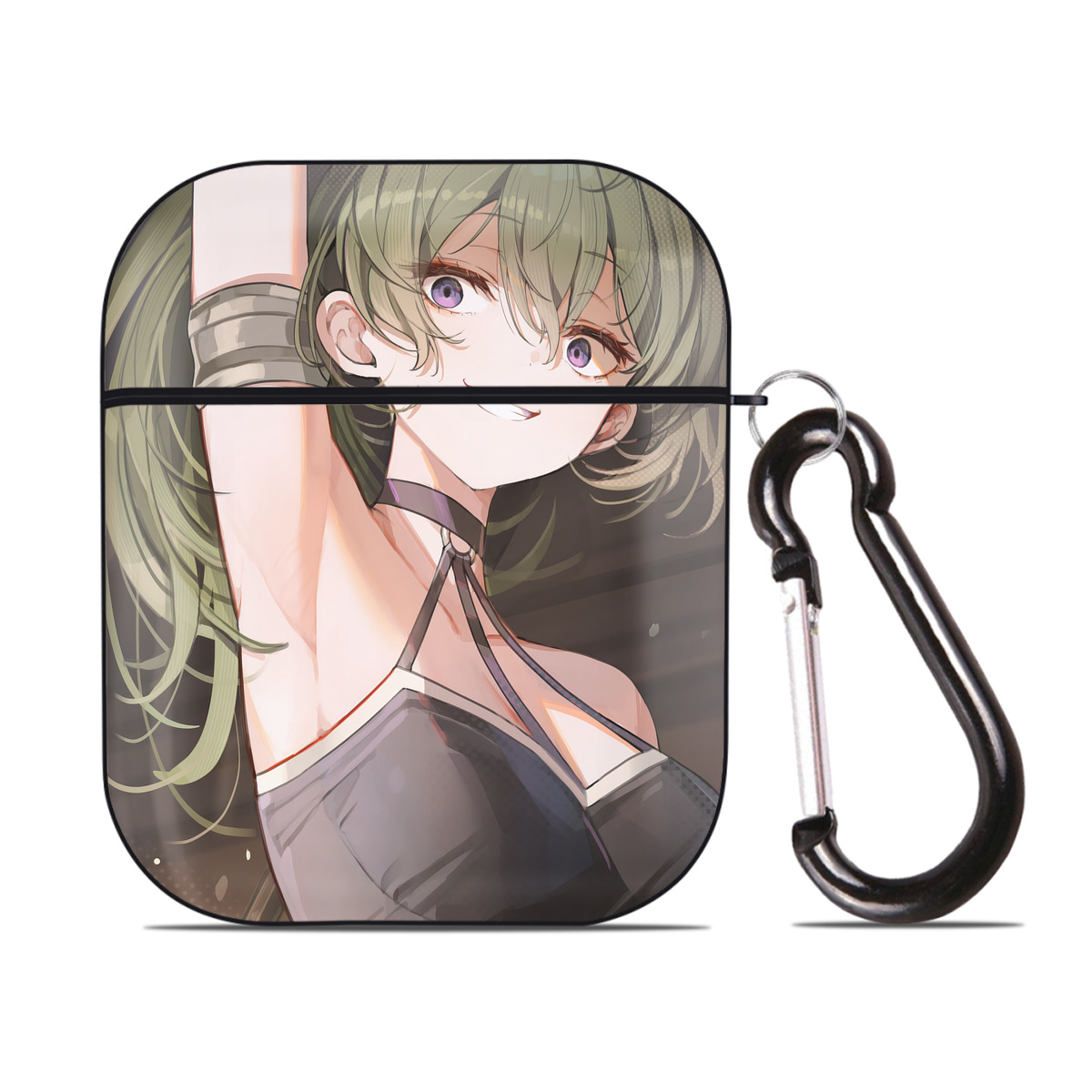 （画像用） 葬送のフリーレン Frieren AirPods 第2世代保護ケース ハードシェル ブラック 耐衝撃・防指紋・カラビナ付き