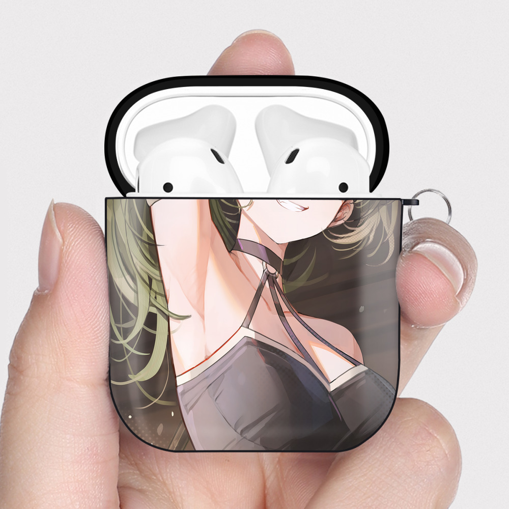 （画像用） 葬送のフリーレン Frieren AirPods 第2世代保護ケース ハードシェル ブラック 耐衝撃・防指紋・カラビナ付き