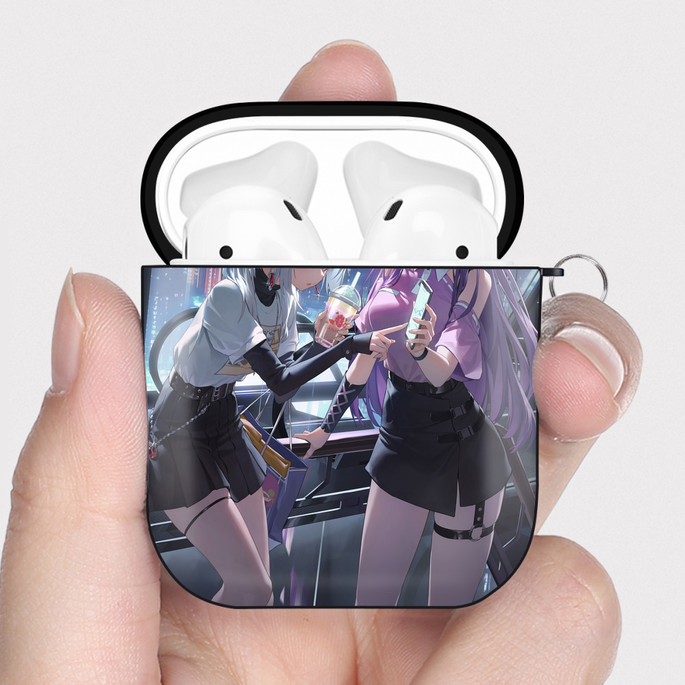 （画像用） 葬送のフリーレン Frieren AirPods 第2世代保護ケース ハードシェル ブラック 耐衝撃・防指紋・カラビナ付き