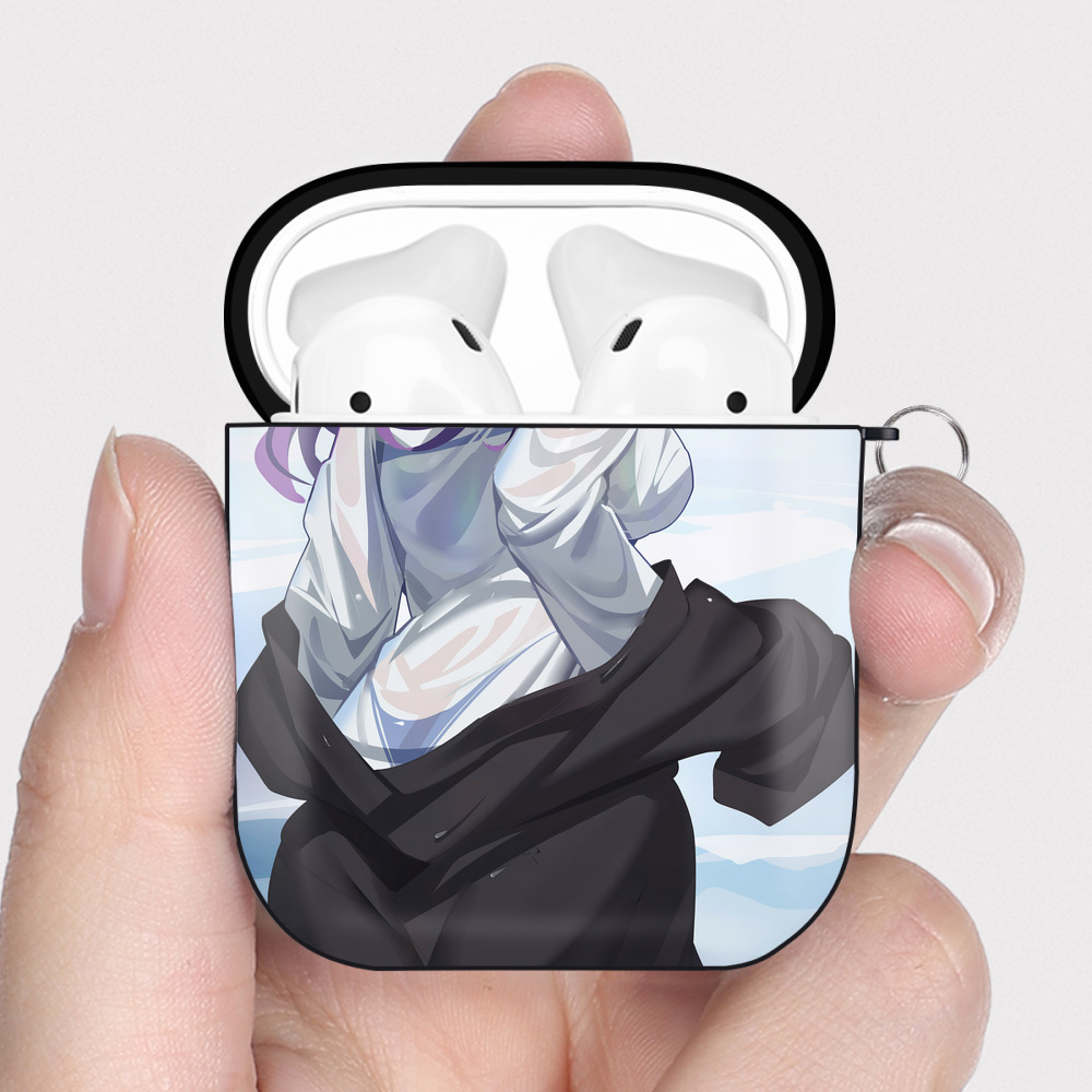 （画像用） 葬送のフリーレン Frieren AirPods 第2世代保護ケース ハードシェル ブラック 耐衝撃・防指紋・カラビナ付き
