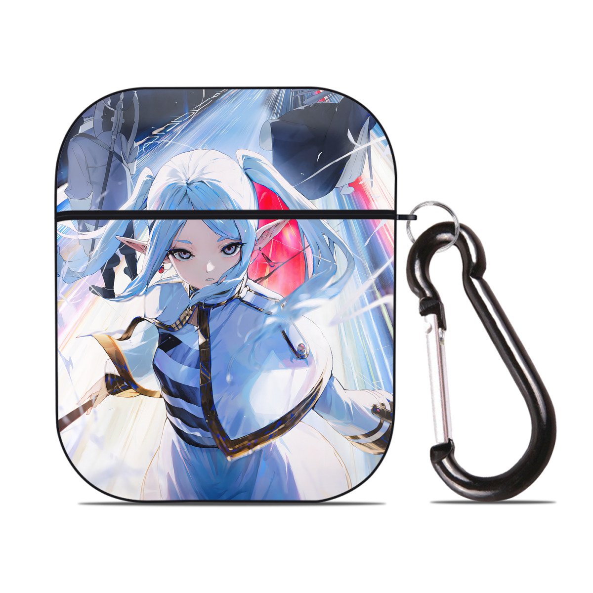 （画像用） 葬送のフリーレン Frieren AirPods 第2世代保護ケース ハードシェル ブラック 耐衝撃・防指紋・カラビナ付き