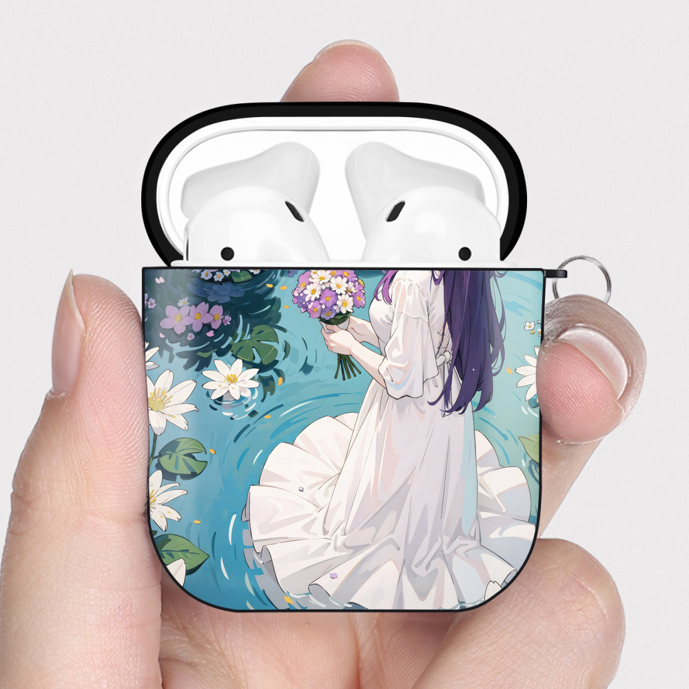 （画像用） 葬送のフリーレン Frieren AirPods 第2世代保護ケース ハードシェル ブラック 耐衝撃・防指紋・カラビナ付き