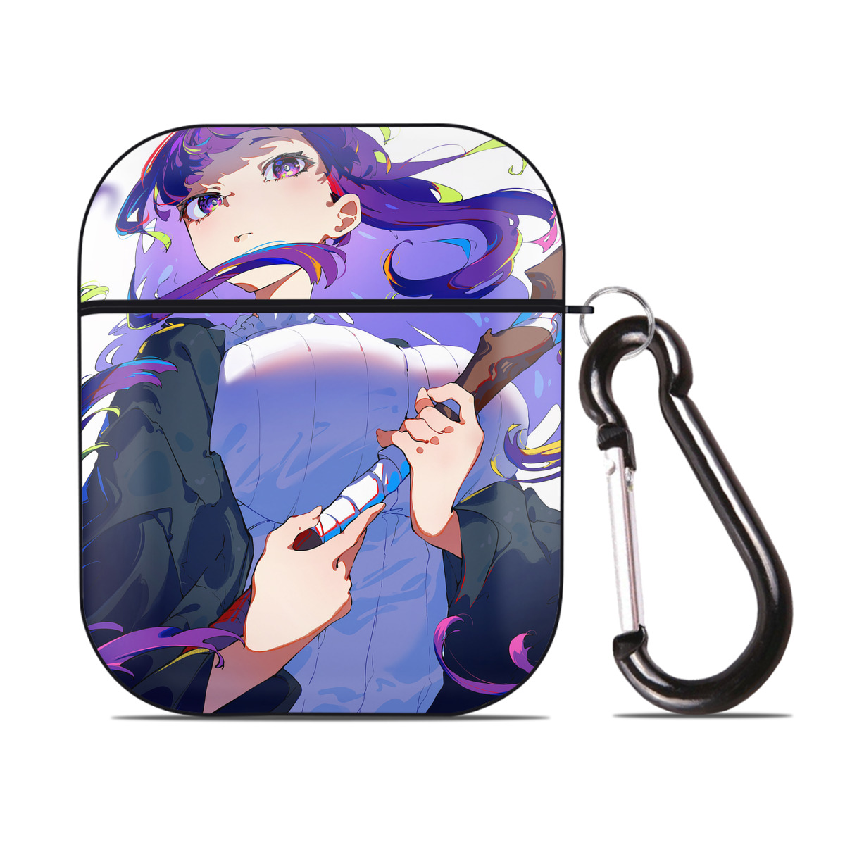 （画像用） 葬送のフリーレン Frieren AirPods 第2世代保護ケース ハードシェル ブラック 耐衝撃・防指紋・カラビナ付き
