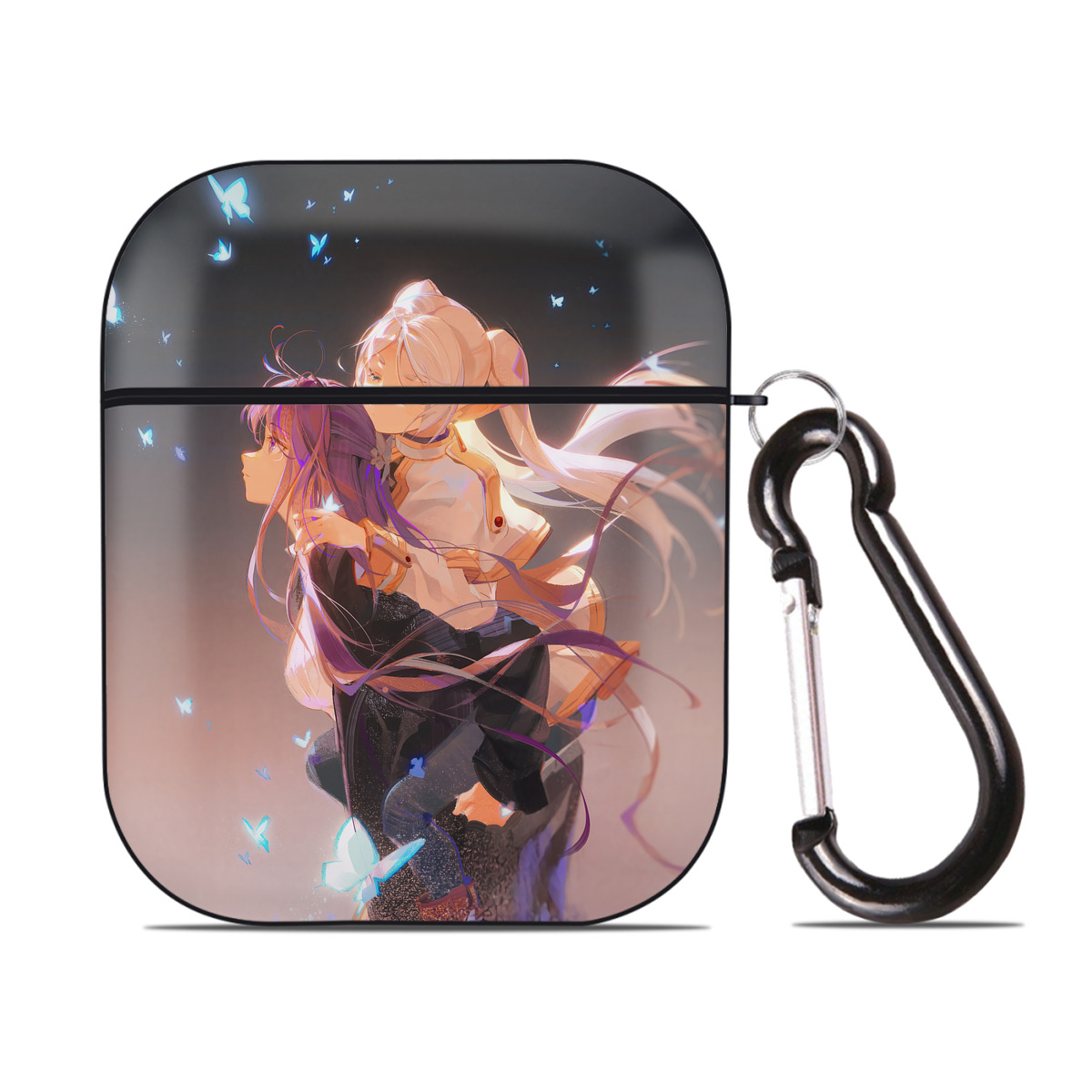 （画像用） 葬送のフリーレン Frieren AirPods 第2世代保護ケース ハードシェル ブラック 耐衝撃・防指紋・カラビナ付き