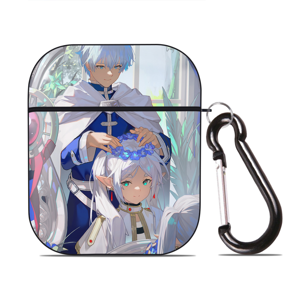 （画像用） 葬送のフリーレン Frieren AirPods 第2世代保護ケース ハードシェル ブラック 耐衝撃・防指紋・カラビナ付き