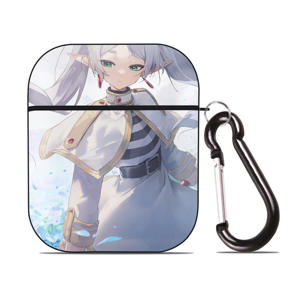 （画像用） 葬送のフリーレン Frieren AirPods 第2世代保護ケース ハードシェル ブラック 耐衝撃・防指紋・カラビナ付き
