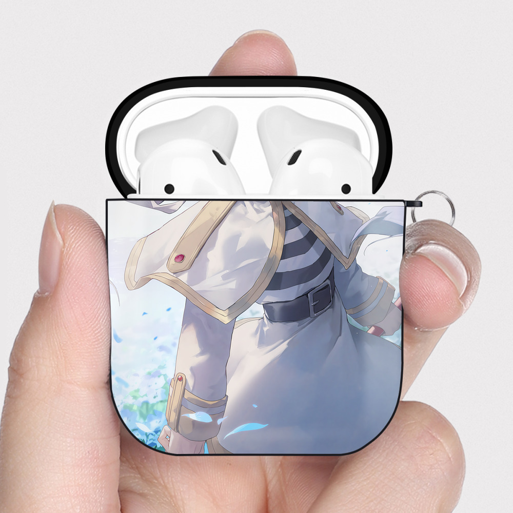 （画像用） 葬送のフリーレン Frieren AirPods 第2世代保護ケース ハードシェル ブラック 耐衝撃・防指紋・カラビナ付き