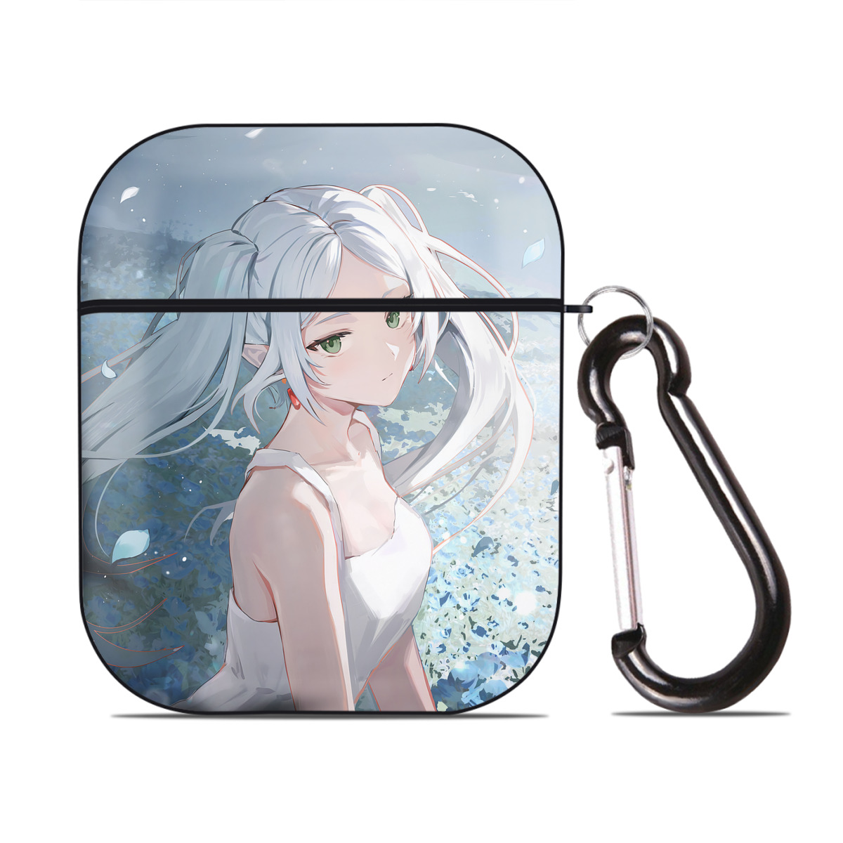 （画像用） 葬送のフリーレン Frieren AirPods 第2世代保護ケース ハードシェル ブラック 耐衝撃・防指紋・カラビナ付き