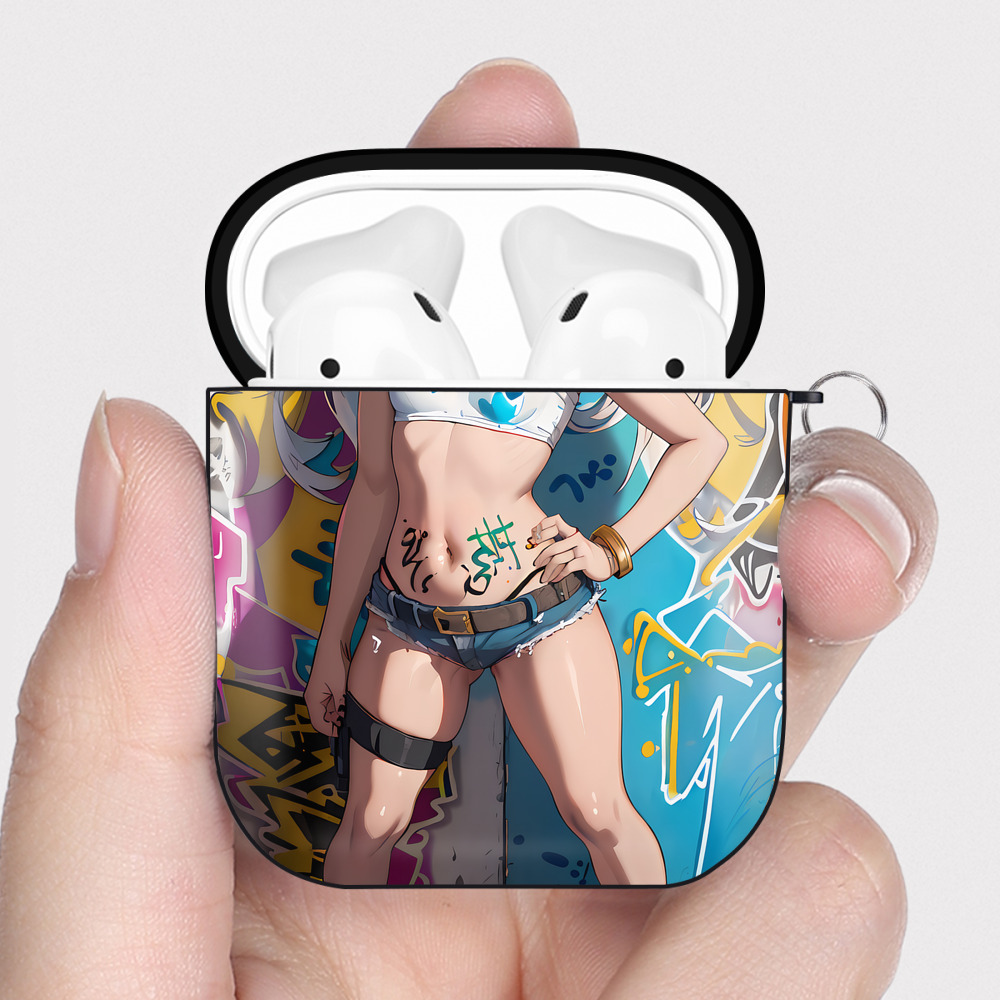 （画像用） 葬送のフリーレン Frieren AirPods 第2世代保護ケース ハードシェル ブラック 耐衝撃・防指紋・カラビナ付き