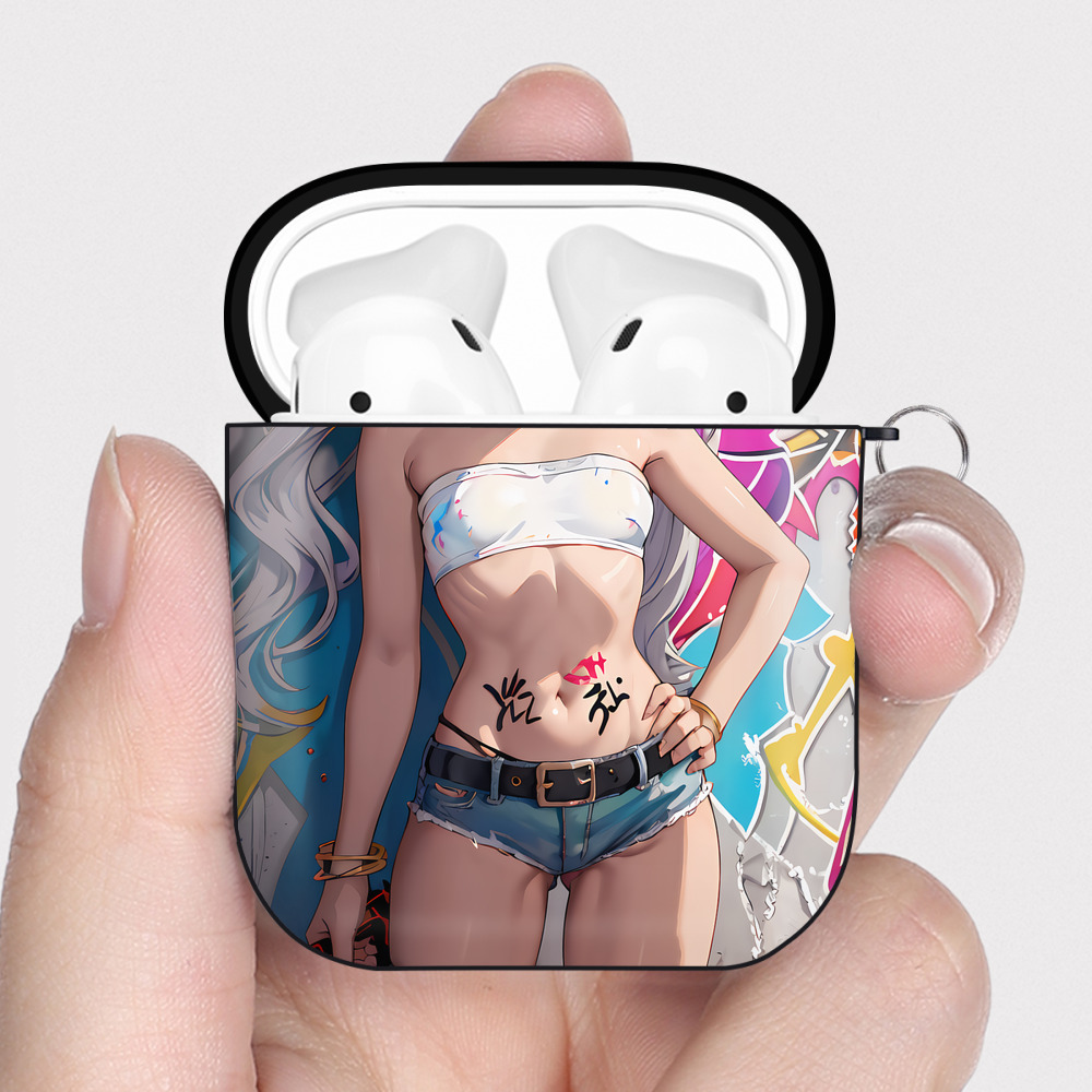 （画像用） 葬送のフリーレン Frieren AirPods 第2世代保護ケース ハードシェル ブラック 耐衝撃・防指紋・カラビナ付き