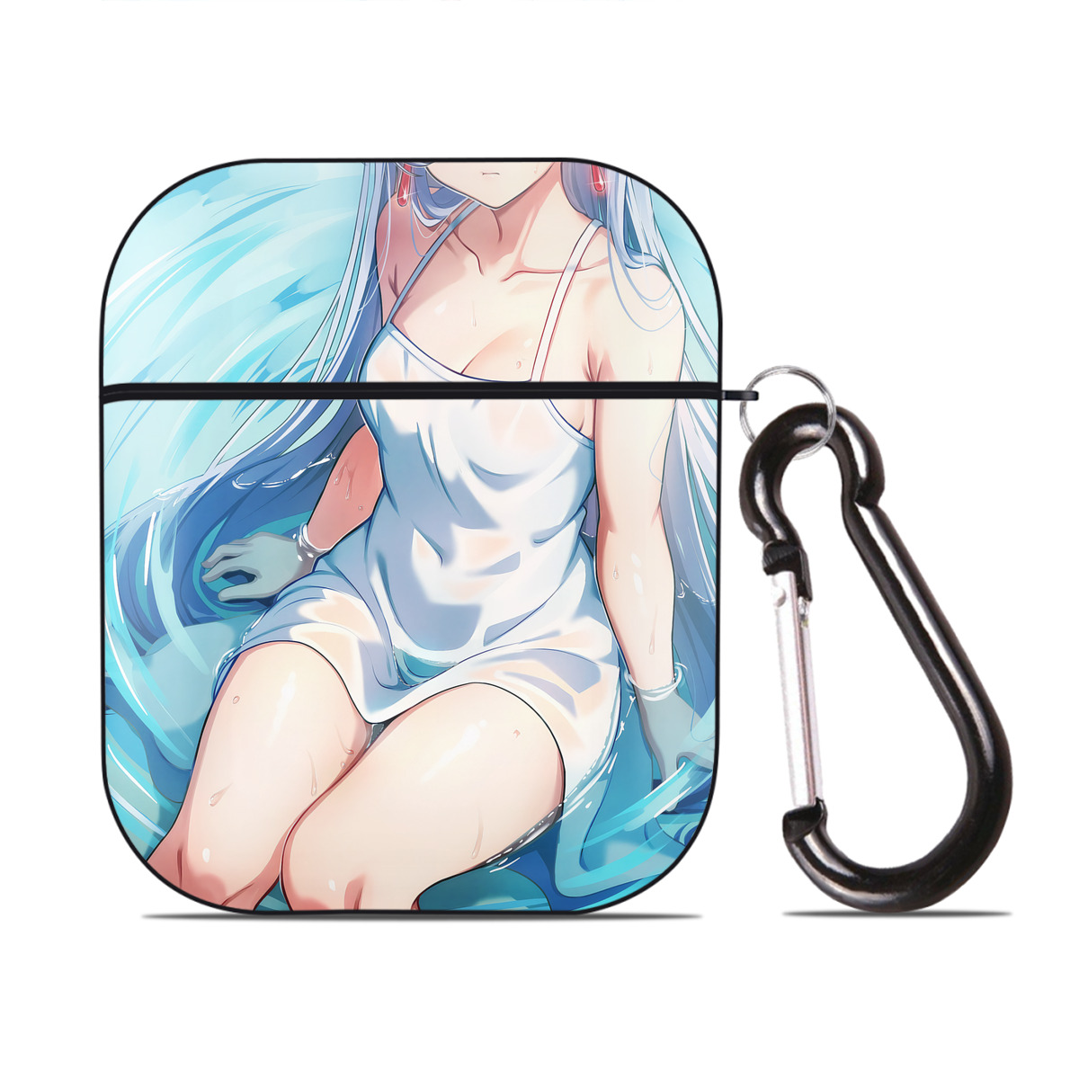 （画像用） 葬送のフリーレン Frieren AirPods 第2世代保護ケース ハードシェル ブラック 耐衝撃・防指紋・カラビナ付き