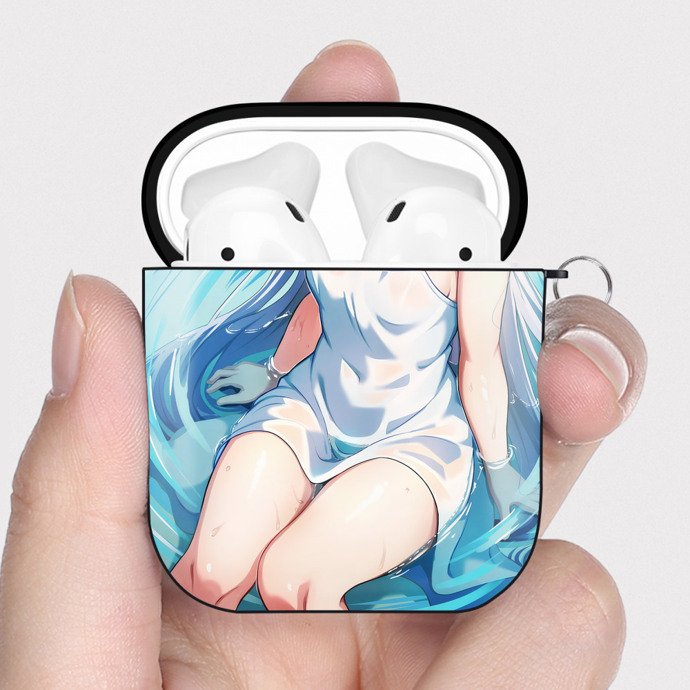 （画像用） 葬送のフリーレン Frieren AirPods 第2世代保護ケース ハードシェル ブラック 耐衝撃・防指紋・カラビナ付き