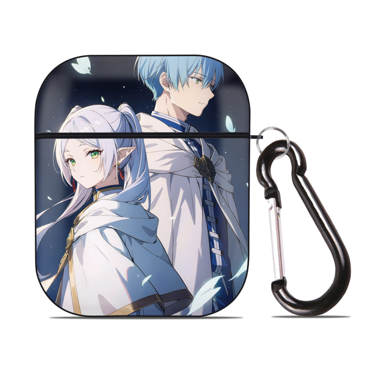 （画像用） 葬送のフリーレン Frieren AirPods 第2世代保護ケース ハードシェル ブラック 耐衝撃・防指紋・カラビナ付き