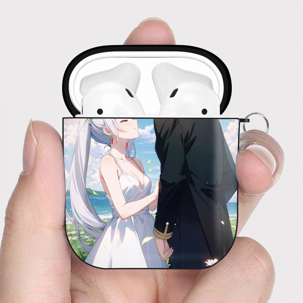 （画像用） 葬送のフリーレン Frieren AirPods 第2世代保護ケース ハードシェル ブラック 耐衝撃・防指紋・カラビナ付き
