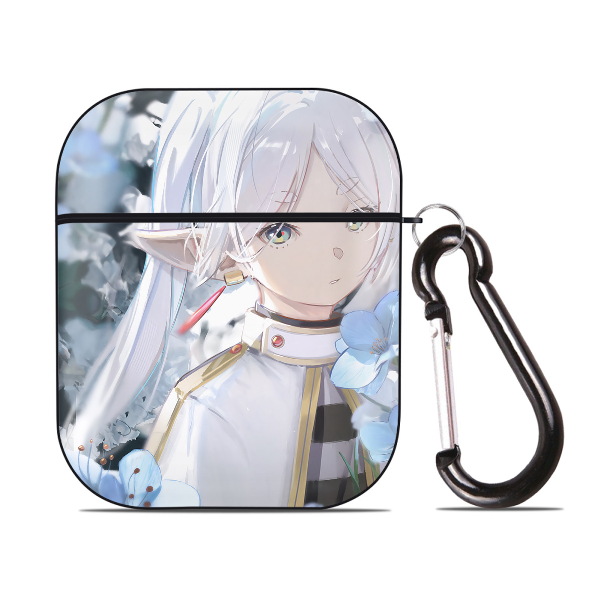 （画像用） 葬送のフリーレン Frieren AirPods 第2世代保護ケース ハードシェル ブラック 耐衝撃・防指紋・カラビナ付き