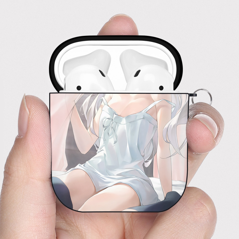 （画像用） 葬送のフリーレン Frieren AirPods 第2世代保護ケース ハードシェル ブラック 耐衝撃・防指紋・カラビナ付き