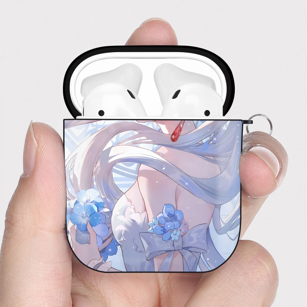 （画像用） 葬送のフリーレン Frieren AirPods 第2世代保護ケース ハードシェル ブラック 耐衝撃・防指紋・カラビナ付き