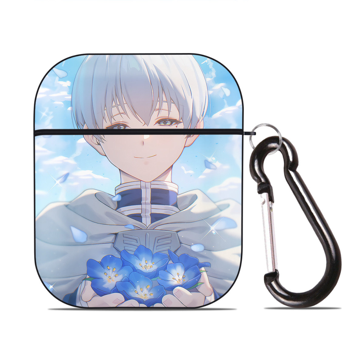 （画像用） 葬送のフリーレン Frieren AirPods 第2世代保護ケース ハードシェル ブラック 耐衝撃・防指紋・カラビナ付き