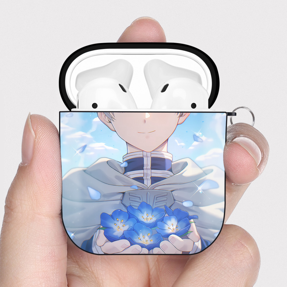 （画像用） 葬送のフリーレン Frieren AirPods 第2世代保護ケース ハードシェル ブラック 耐衝撃・防指紋・カラビナ付き