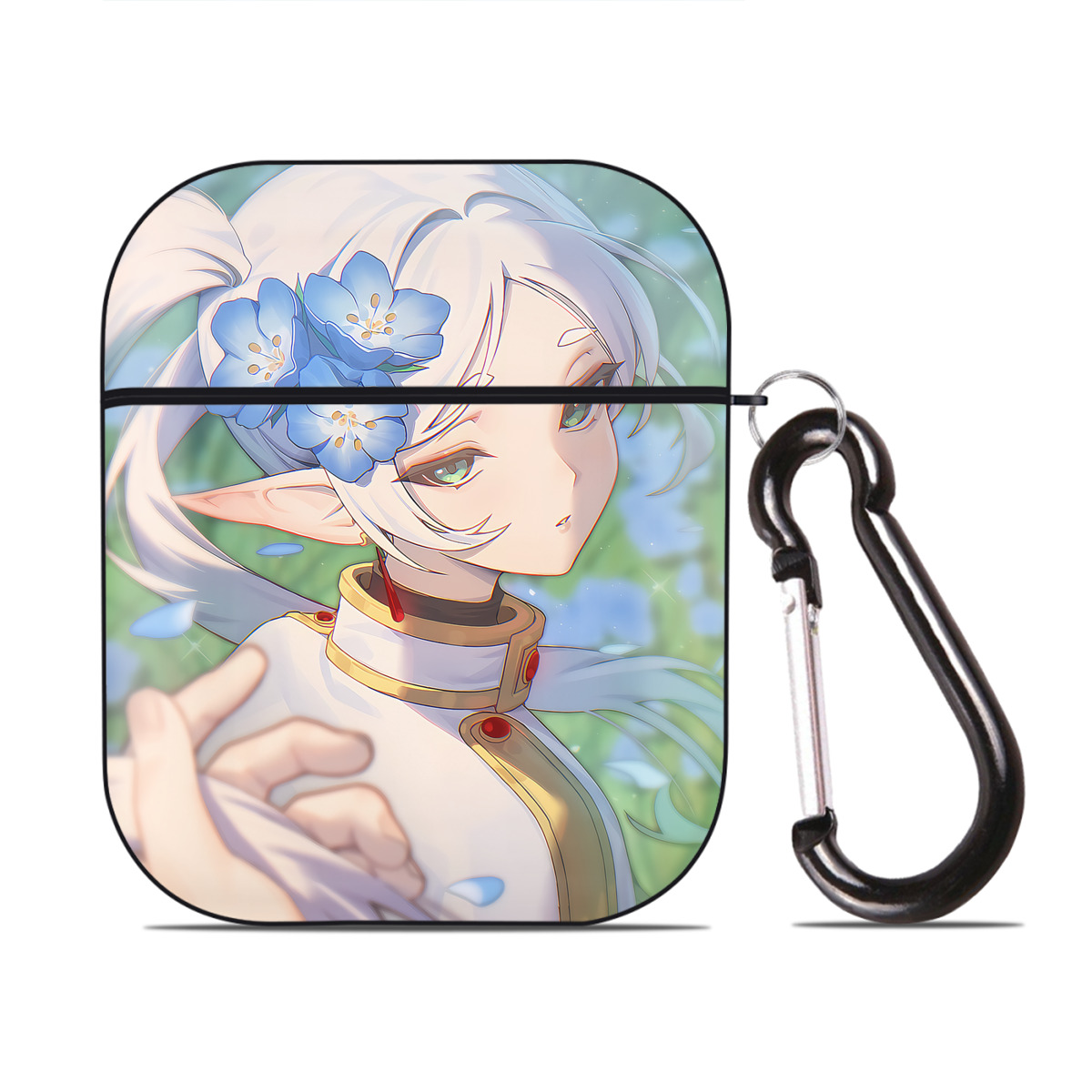 （画像用） 葬送のフリーレン Frieren AirPods 第2世代保護ケース ハードシェル ブラック 耐衝撃・防指紋・カラビナ付き