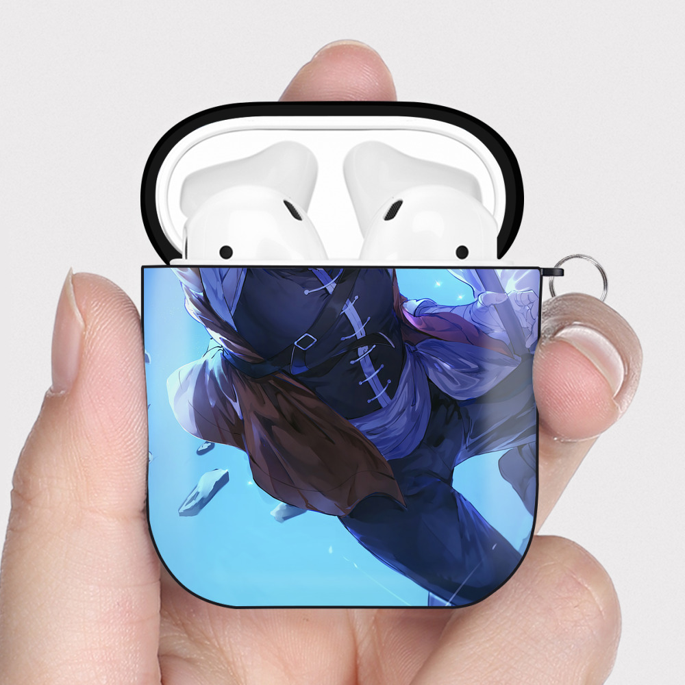 （画像用） 葬送のフリーレン Frieren AirPods 第2世代保護ケース ハードシェル ブラック 耐衝撃・防指紋・カラビナ付き