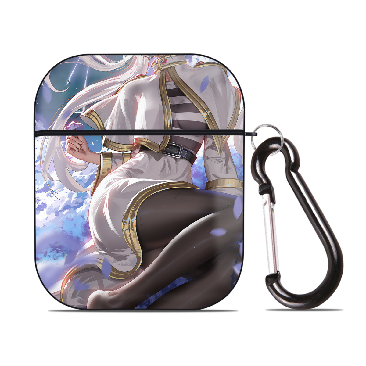 （画像用） 葬送のフリーレン Frieren AirPods 第2世代保護ケース ハードシェル ブラック 耐衝撃・防指紋・カラビナ付き