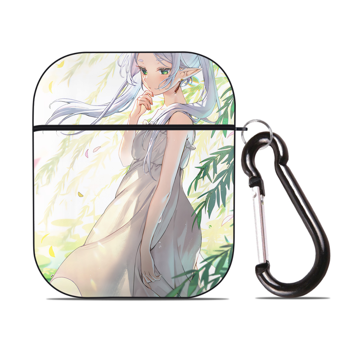 （画像用） 葬送のフリーレン Frieren AirPods 第2世代保護ケース ハードシェル ブラック 耐衝撃・防指紋・カラビナ付き
