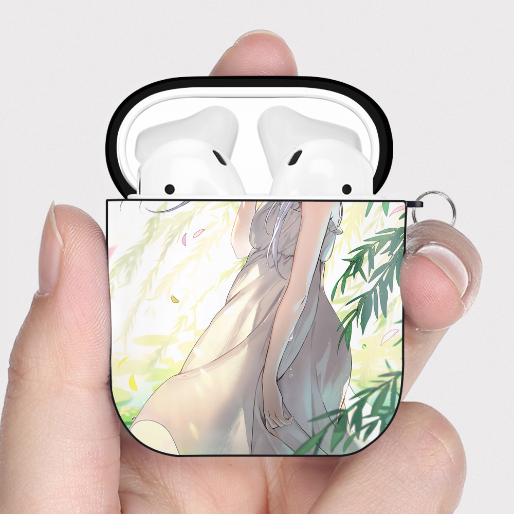 （画像用） 葬送のフリーレン Frieren AirPods 第2世代保護ケース ハードシェル ブラック 耐衝撃・防指紋・カラビナ付き
