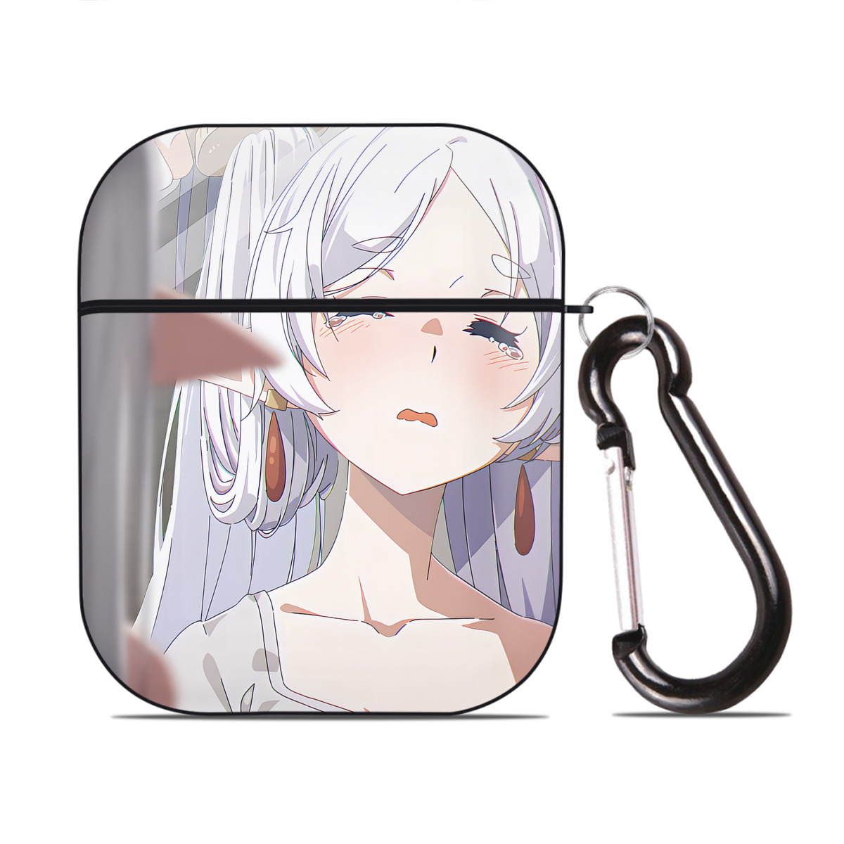 （画像用） 葬送のフリーレン Frieren AirPods 第2世代保護ケース ハードシェル ブラック 耐衝撃・防指紋・カラビナ付き