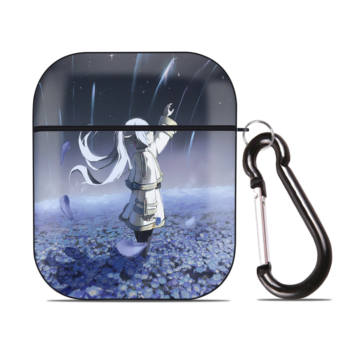 （画像用） 葬送のフリーレン Frieren AirPods 第2世代保護ケース ハードシェル ブラック 耐衝撃・防指紋・カラビナ付き