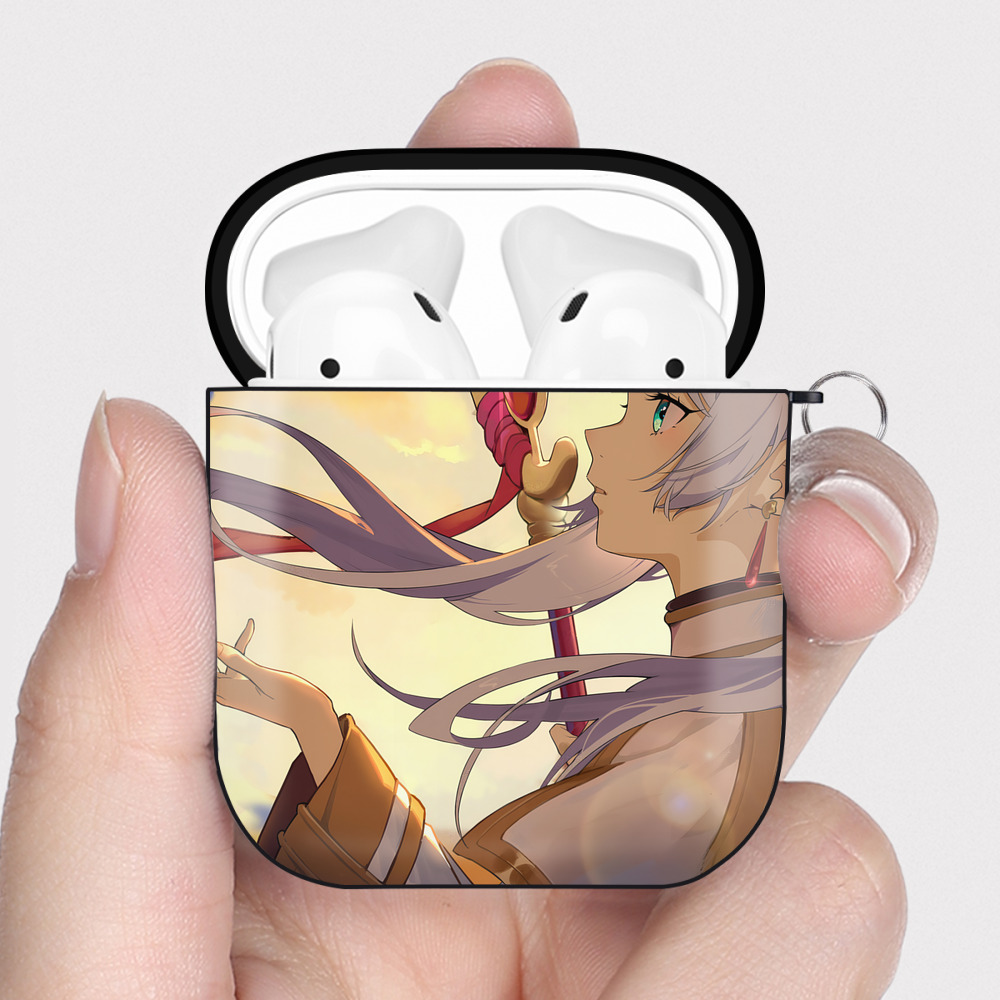（画像用） 葬送のフリーレン Frieren AirPods 第2世代保護ケース ハードシェル ブラック 耐衝撃・防指紋・カラビナ付き