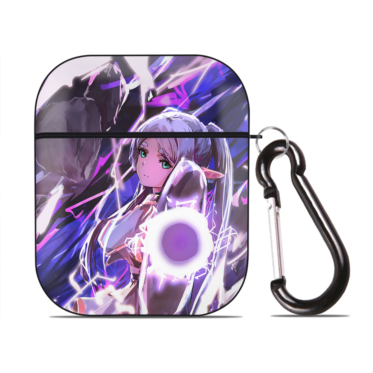 （画像用） 葬送のフリーレン Frieren AirPods 第2世代保護ケース ハードシェル ブラック 耐衝撃・防指紋・カラビナ付き