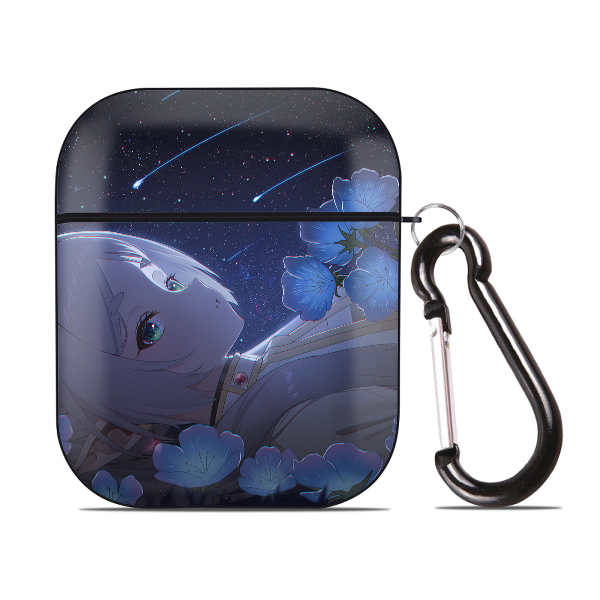 （画像用） 葬送のフリーレン Frieren AirPods 第2世代保護ケース ハードシェル ブラック 耐衝撃・防指紋・カラビナ付き