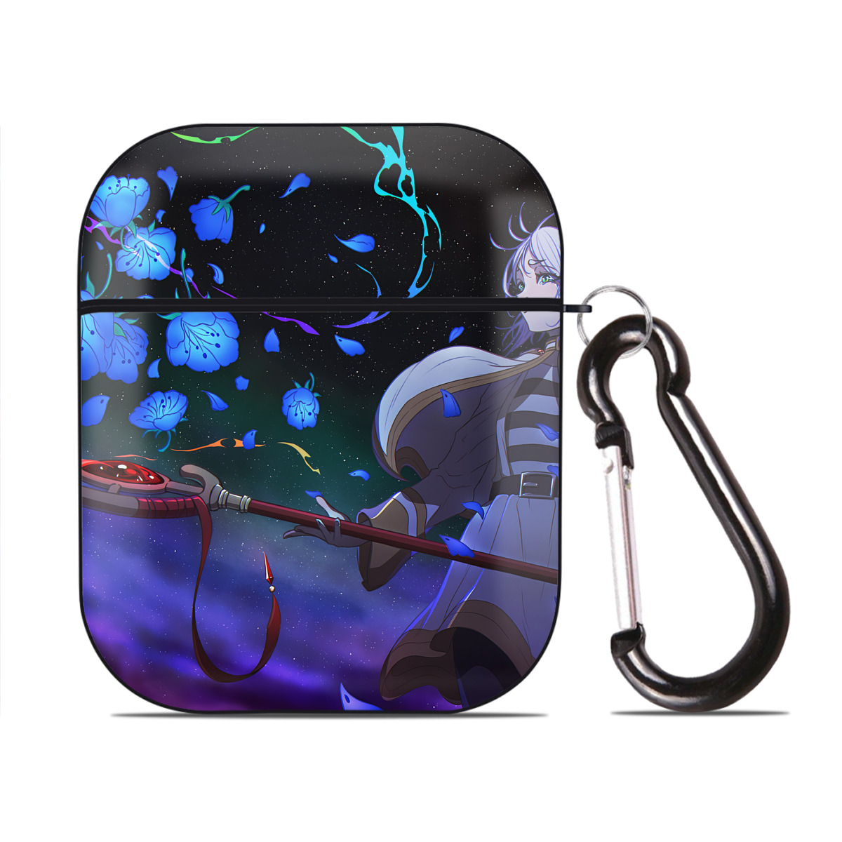 （画像用） 葬送のフリーレン Frieren AirPods 第2世代保護ケース ハードシェル ブラック 耐衝撃・防指紋・カラビナ付き
