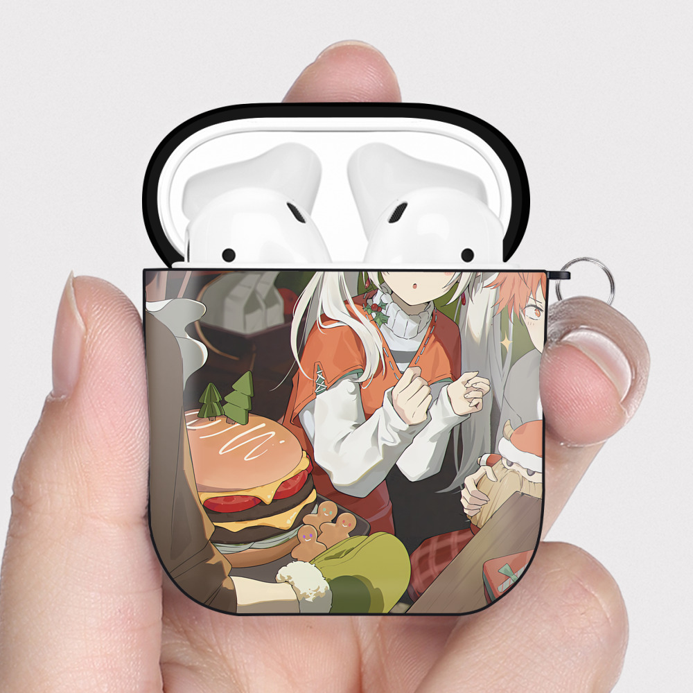 （画像用） 葬送のフリーレン Frieren AirPods 第2世代保護ケース ハードシェル ブラック 耐衝撃・防指紋・カラビナ付き
