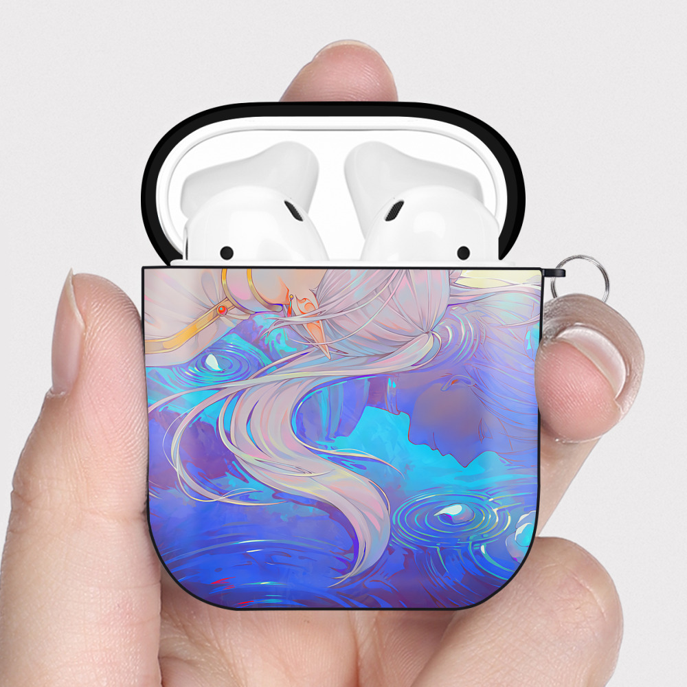 （画像用） 葬送のフリーレン Frieren AirPods 第2世代保護ケース ハードシェル ブラック 耐衝撃・防指紋・カラビナ付き