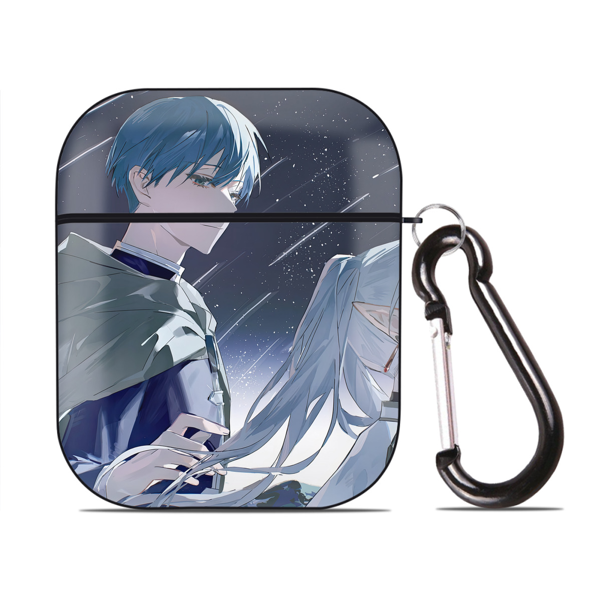 （画像用） 葬送のフリーレン Frieren AirPods 第2世代保護ケース ハードシェル ブラック 耐衝撃・防指紋・カラビナ付き