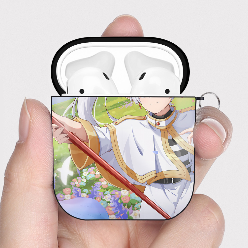 （画像用） 葬送のフリーレン Frieren AirPods 第2世代保護ケース ハードシェル ブラック 耐衝撃・防指紋・カラビナ付き