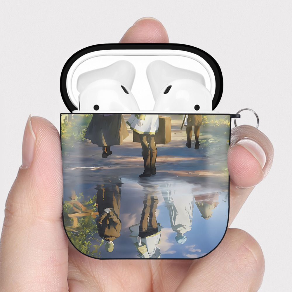 （画像用） 葬送のフリーレン Frieren AirPods 第2世代保護ケース ハードシェル ブラック 耐衝撃・防指紋・カラビナ付き