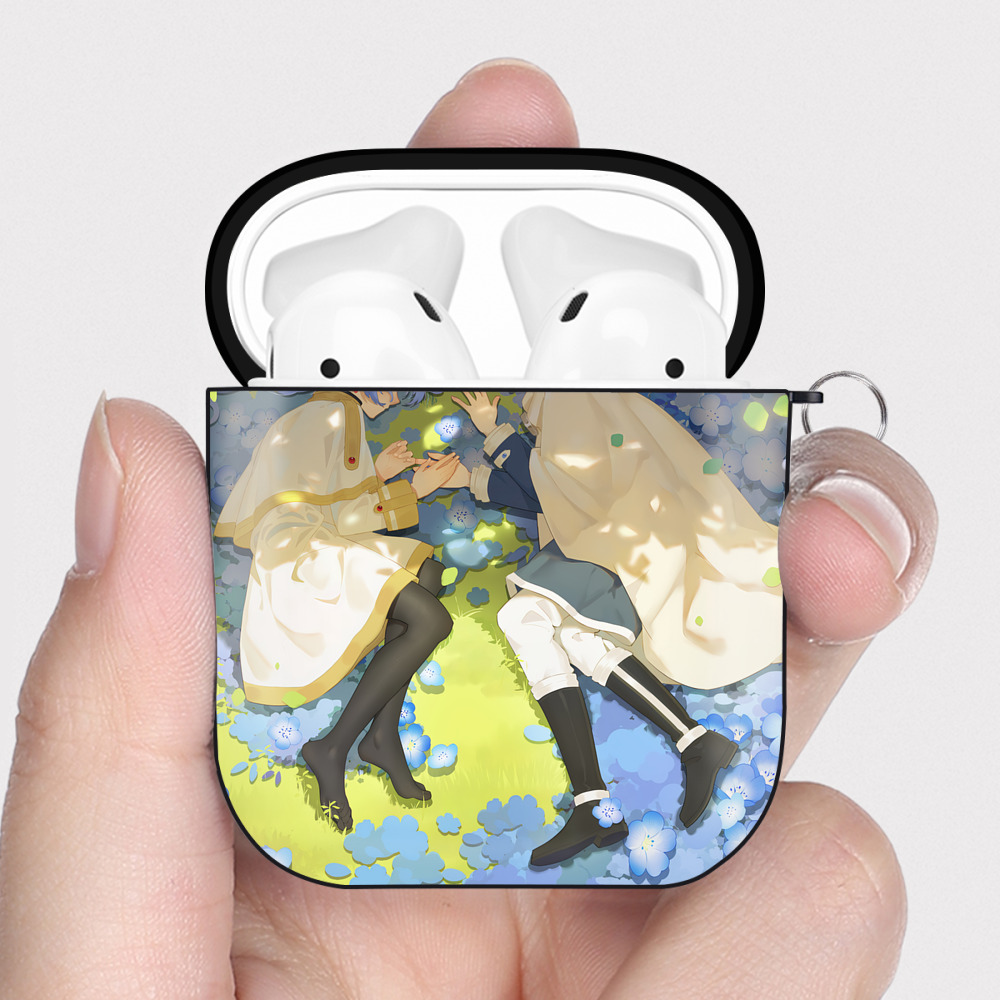 （画像用） 葬送のフリーレン Frieren AirPods 第2世代保護ケース ハードシェル ブラック 耐衝撃・防指紋・カラビナ付き