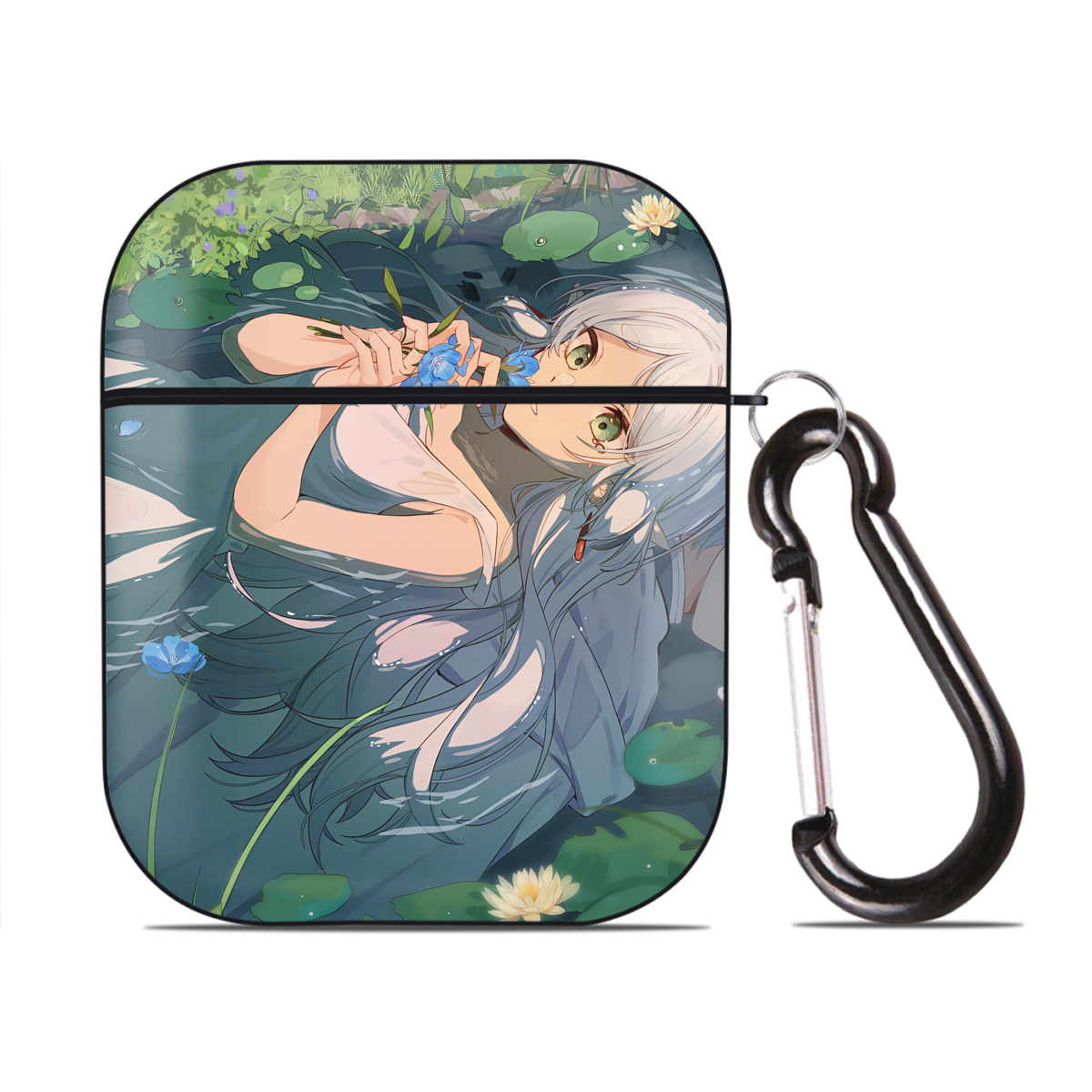 （画像用） 葬送のフリーレン Frieren AirPods 第2世代保護ケース ハードシェル ブラック 耐衝撃・防指紋・カラビナ付き