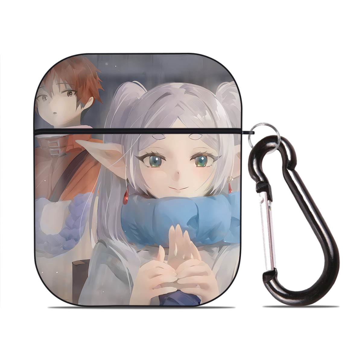 （画像用） 葬送のフリーレン Frieren AirPods 第2世代保護ケース ハードシェル ブラック 耐衝撃・防指紋・カラビナ付き