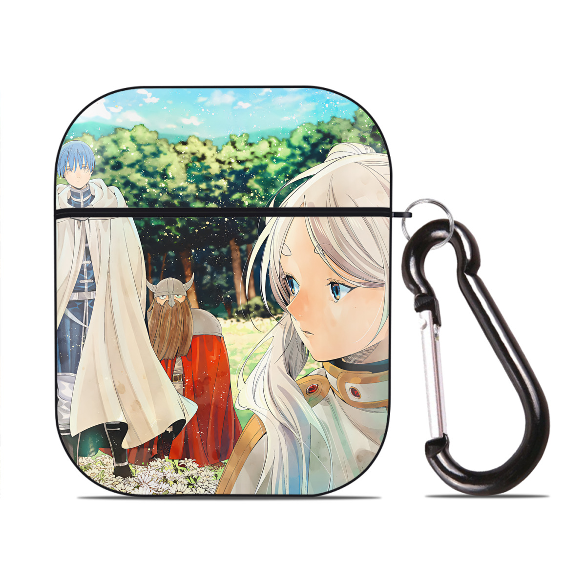 （画像用） 葬送のフリーレン Frieren AirPods 第2世代保護ケース ハードシェル ブラック 耐衝撃・防指紋・カラビナ付き