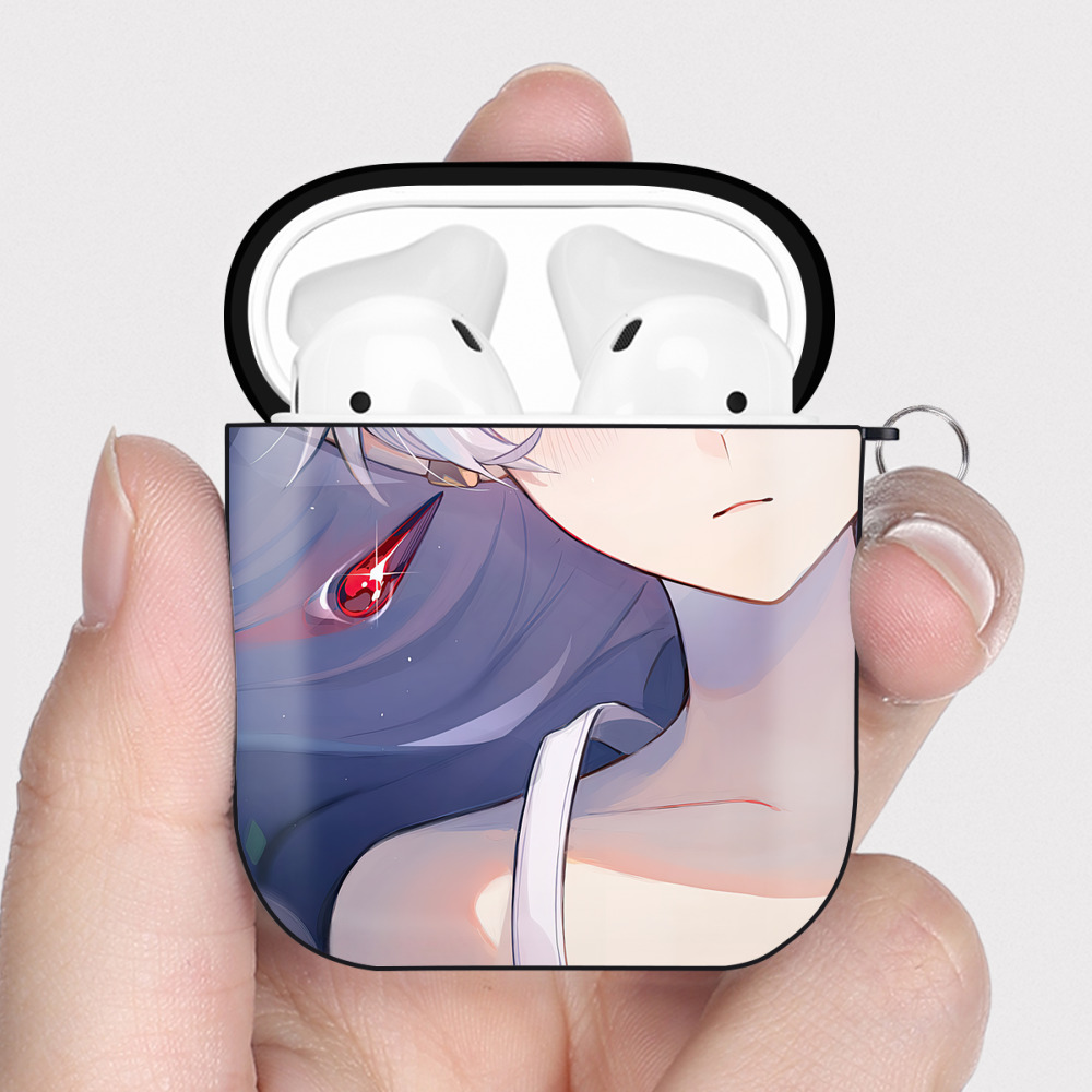 （画像用） 葬送のフリーレン Frieren AirPods 第2世代保護ケース ハードシェル ブラック 耐衝撃・防指紋・カラビナ付き