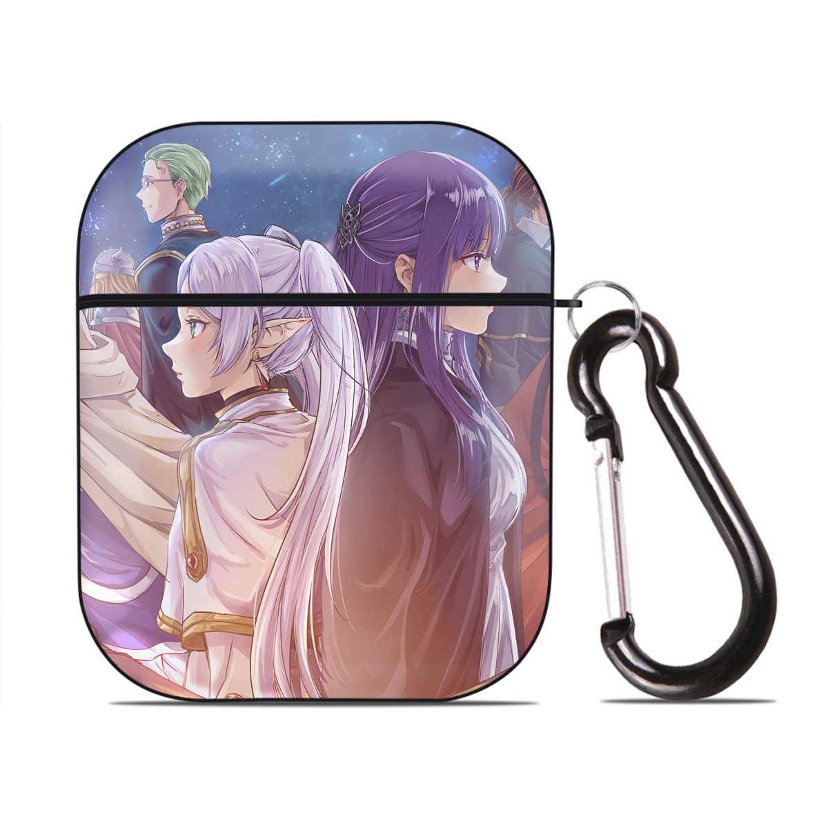 （画像用） 葬送のフリーレン Frieren AirPods 第2世代保護ケース ハードシェル ブラック 耐衝撃・防指紋・カラビナ付き
