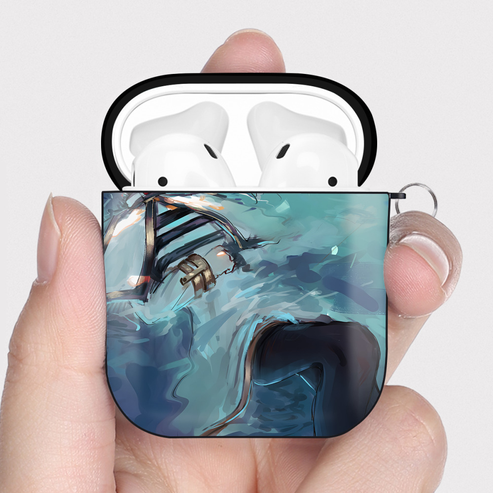 （画像用） 葬送のフリーレン Frieren AirPods 第2世代保護ケース ハードシェル ブラック 耐衝撃・防指紋・カラビナ付き