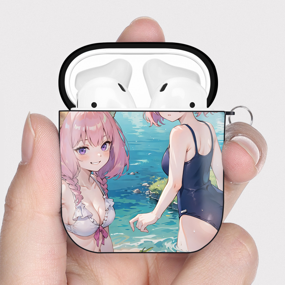（画像用） 葬送のフリーレン Frieren AirPods 第2世代保護ケース ハードシェル ブラック 耐衝撃・防指紋・カラビナ付き
